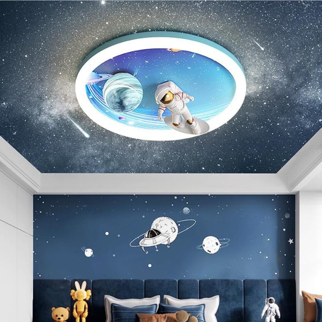 Lampa sufitowa LED Lampa sufitowa dla dzieci astronauta sypialnia lampa sufitowa szklana planeta 48 W możliwość ściemniania pokój chłopiec światła salon oświetlenie wewnętrzne światło
