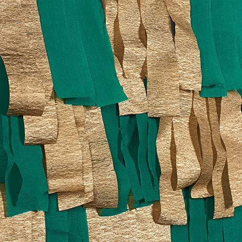 Image of PartyWoo Green & Gold Crepe Paper Streamers, 4 Rolls (328ft), 1.8 Inch x 82 Ft /Roll, Pack of 2 (Green, Gold) for Party, Wedding, Birthday, Baby Shower Decorations