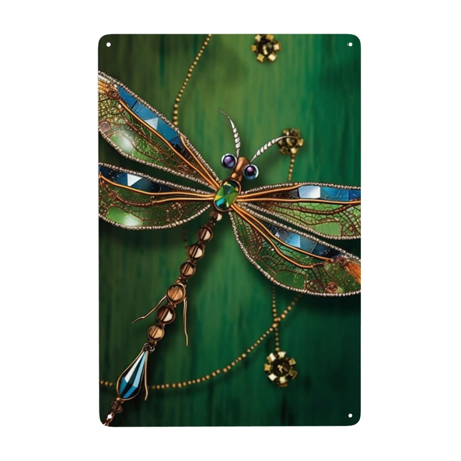Vintage Metal Tin Signs Retro Garage Signs Stylish Wall Art Plaques for Home Decor Unique Poster 8x12 Inch Jewel dragonfly Metal Sign Outdoor Wall Decorations Gifts