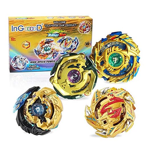 Ingooood Metal Master Fusion Gyro Toys for Kids, 4X High Performance Tops Attack Set with Launcher and Grip Starter Set and Arena