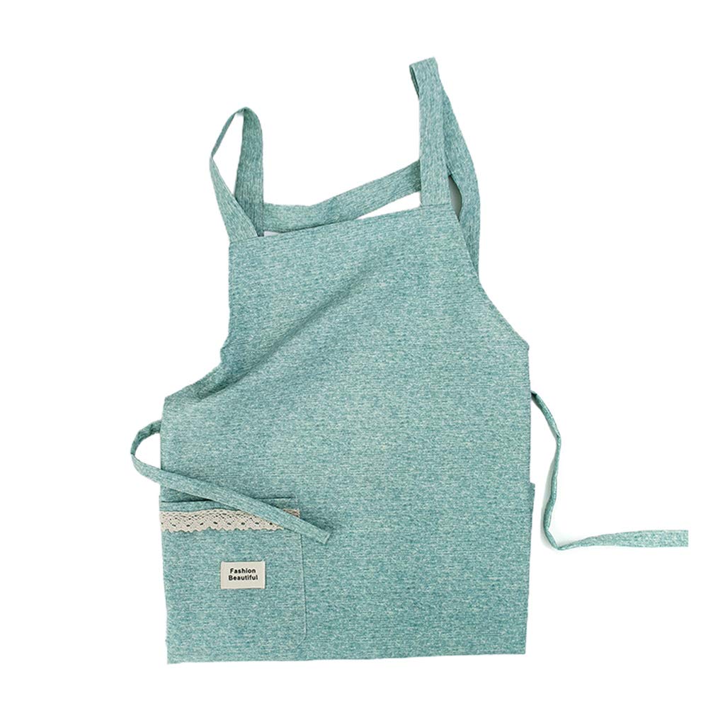 minansostey One Size Kitchen Apron with Lace Pockets for Women Cooking and Baking BBQ