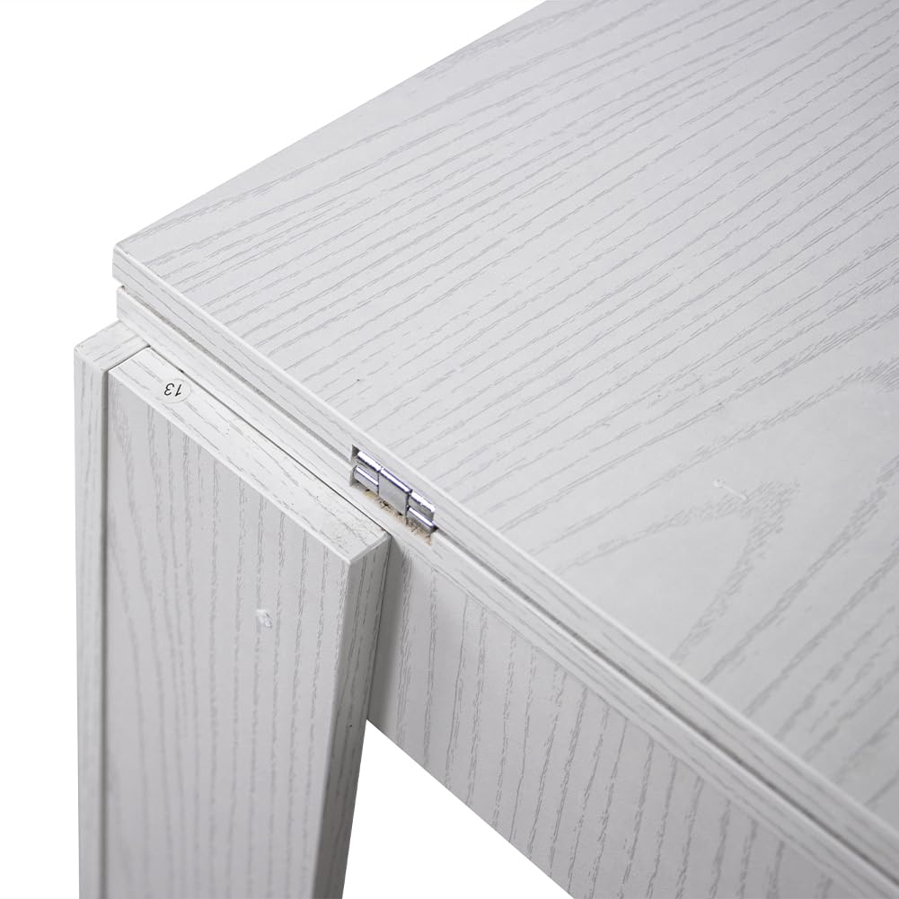 BAKAJI Tavolo Quadrato Allungabile 90x90 cm, Apertura a Libro, Design Moderno Ribaltabile, Apribile 4-8 Posti, Ideale per Sala Pranzo, Soggiorno, Cucina, Arredamento Interno (Bianco Frassinato)
