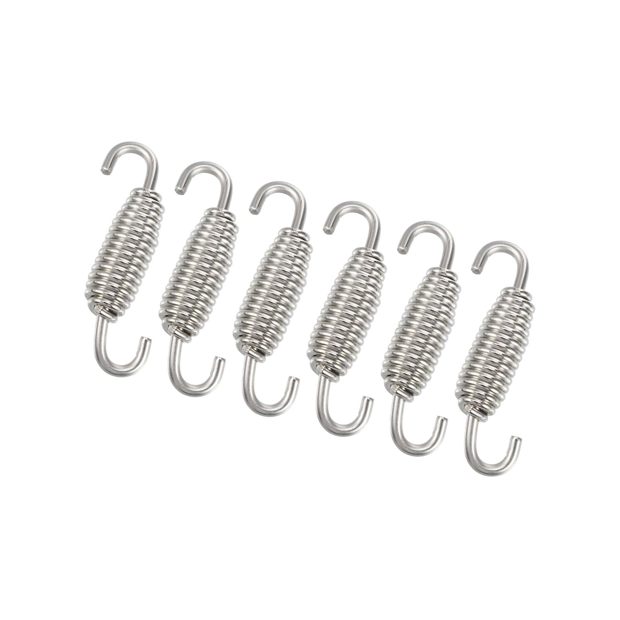 Photo 1 of ACROPIX 6 Pcs 55mm 2.17" Motorcycle Muffler Exhaust Pipe Spring Universal Stainless Steel Silver Tone Car Parts