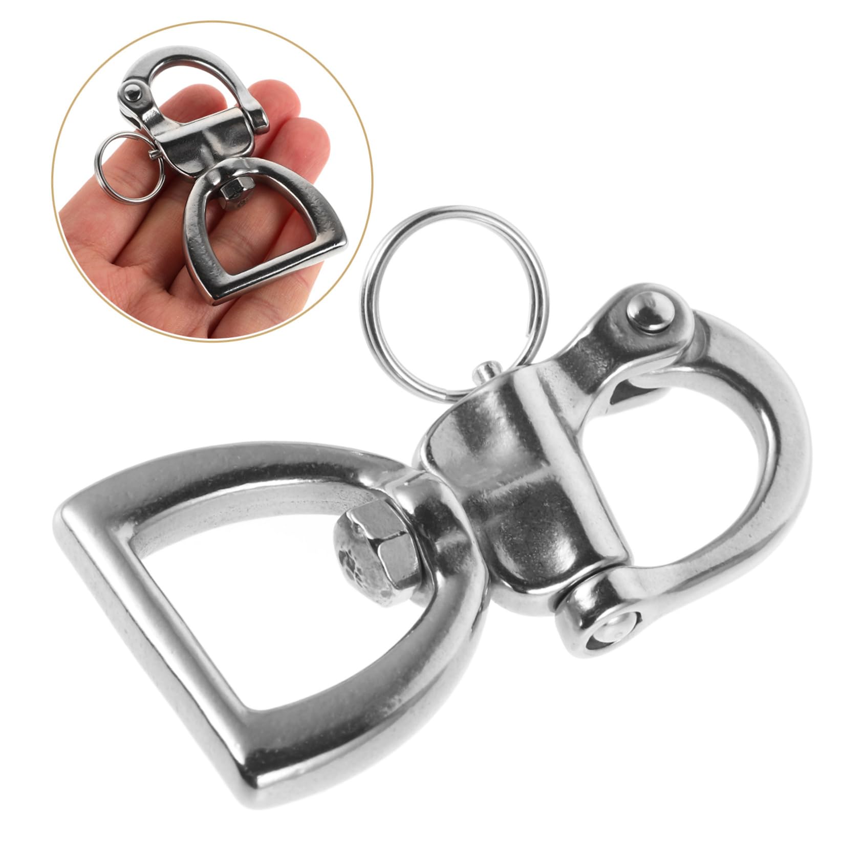 GAROZATION Swivel Stainless Steel Buckle for Outdoor Activities Durable Rotating Spring Shackle Quick Release Design for Sailboats Yachts and Fishing