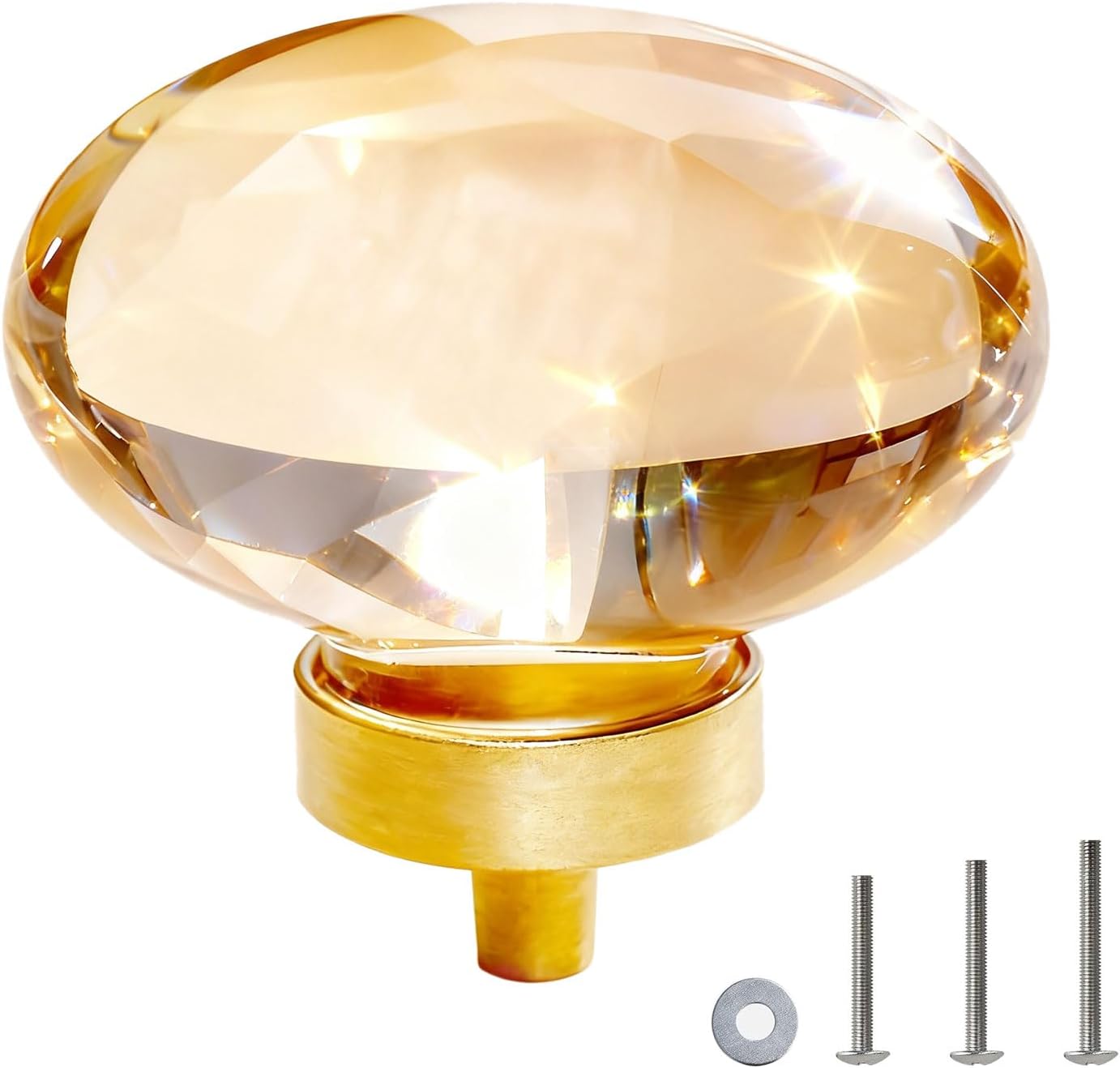 10 Pack Champagne Crystal Cabinet Knobs Antique Drawer Pulls, Oval Glass Gold Modern Cabinet Knobs for Dresser Drawers Kitchens Closet Cupboard Wardrobe,Clear Crystals Champagne Bronze Base Pack