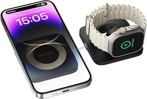 Estación de carga inalámbrica 2 en 1 magnética desmontable, cargador magnético inalámbrico para Apple, compatible con iPhone 15141312, Airpods
