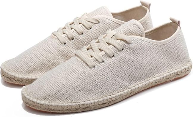 Men Espadrilles Shoes Mens Lace up Casual Canvas Slip on Flat Breathable Espadrille Walking Shoes