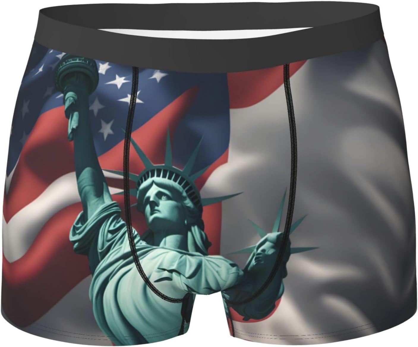 Statue Of Liberty Flag Print Men'S Boxer Briefs, Breathable Comfortable Mens Underwear With Soft Stretch Fabric
