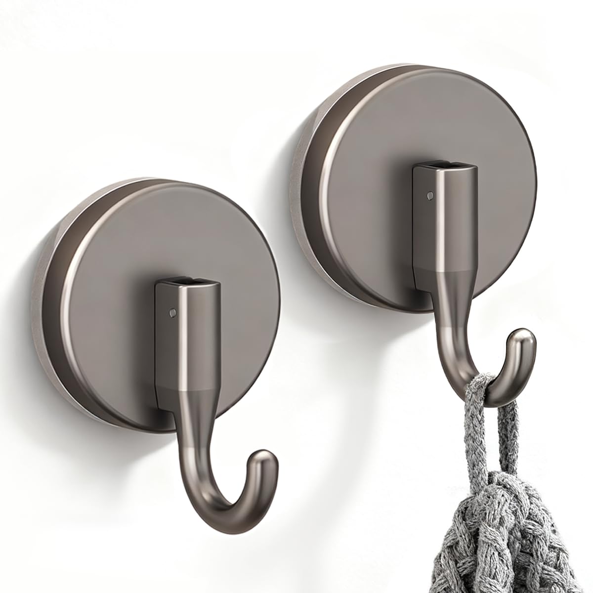Drenky 2 Pack Sucker Hook for Bathroom, Suction Cup Hooks No Drill Removable and Reusable Suction Hook Heavy Duty Towel Hooks for Shower Glass Doors, Tiles, Windows, Grey