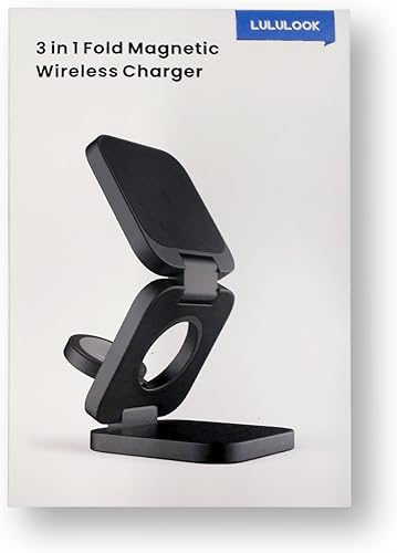Miniatura 8 de LULULOOK Cargador inalámbrico 3 en 1, estación de carga plegable de 15 W, cargador rápido Mag-Safe para Apple 15 14 13 12, 5 W para Apple Watch,