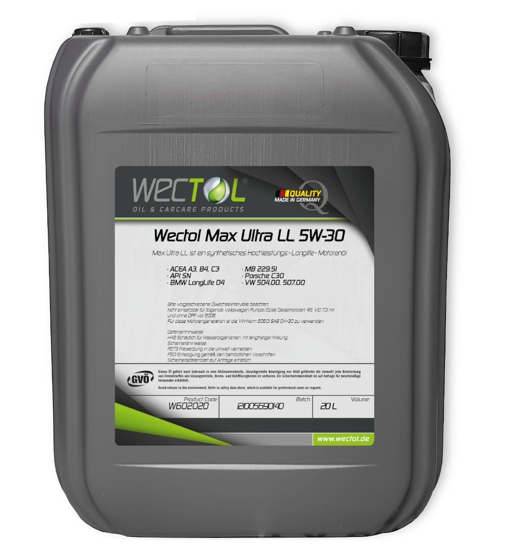 Wectol Max Ultra LL 5W-30 Motoröl / 20 Liter
