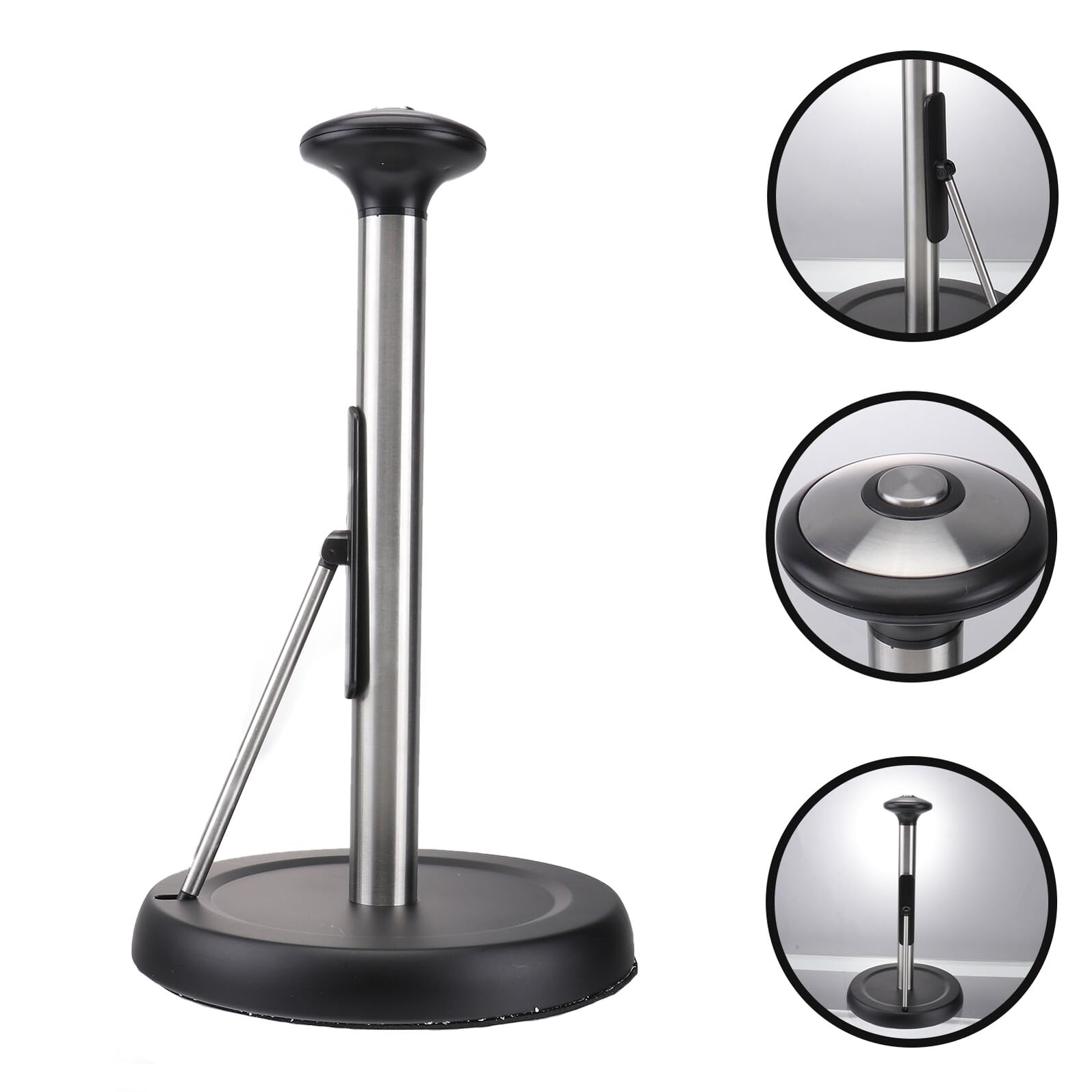 Porta Rotolo da Cucina Verticale in Acciaio Inox Nero, Pratico