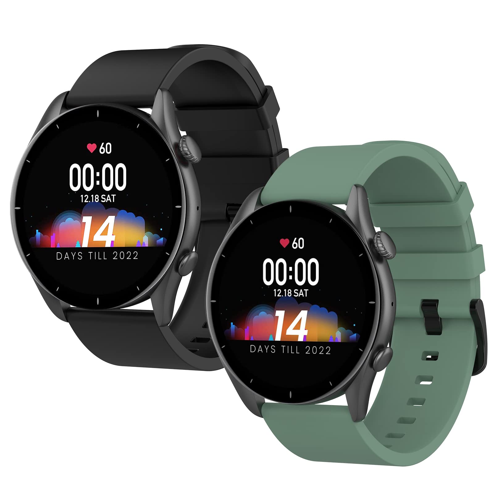 2 Pack 22mm Silicone Strap Compatible with Amazfit Watch Strap, Bracelet Strap Compatible for Amazfit, Adjustable Watch Band for Amazfit GTR 47mm/GTR 3 Pro/GTR 3/GTR 2/GTR 2e