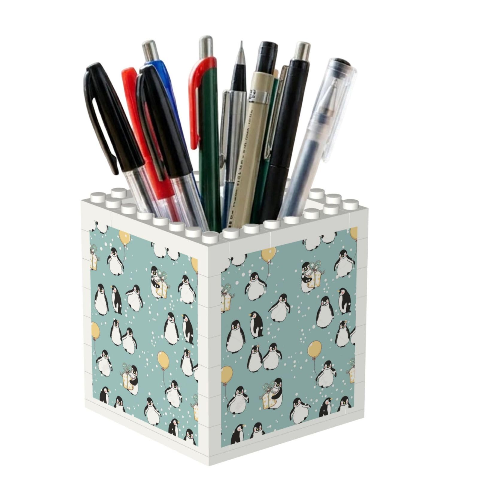 Poadnly Penguin Balloon Snowflake, Pen Pot Pencil Holder for Office Home School, Compact Desk Organiser for Office Stationery