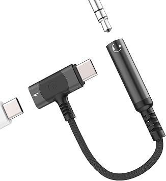 USB C to 3.5mm Headphone Adapter2in1 Type c Charger AUX Jack Audio Cable Splitter for iPhone 16 15 Pro Max Compatible for Samsung S25 S24 Android for iPad Tablet Accessories Earphone Dongle