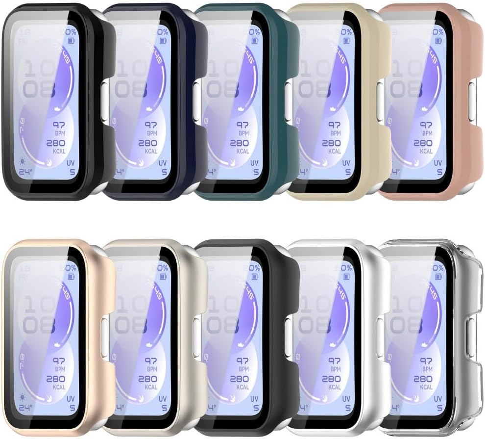 Hard Protective Case with Tempered Glass Screen Protector Compatible Huawei Band 11, PC Ultra-Thin All-Around Cover for Huawei Band 11 NFC