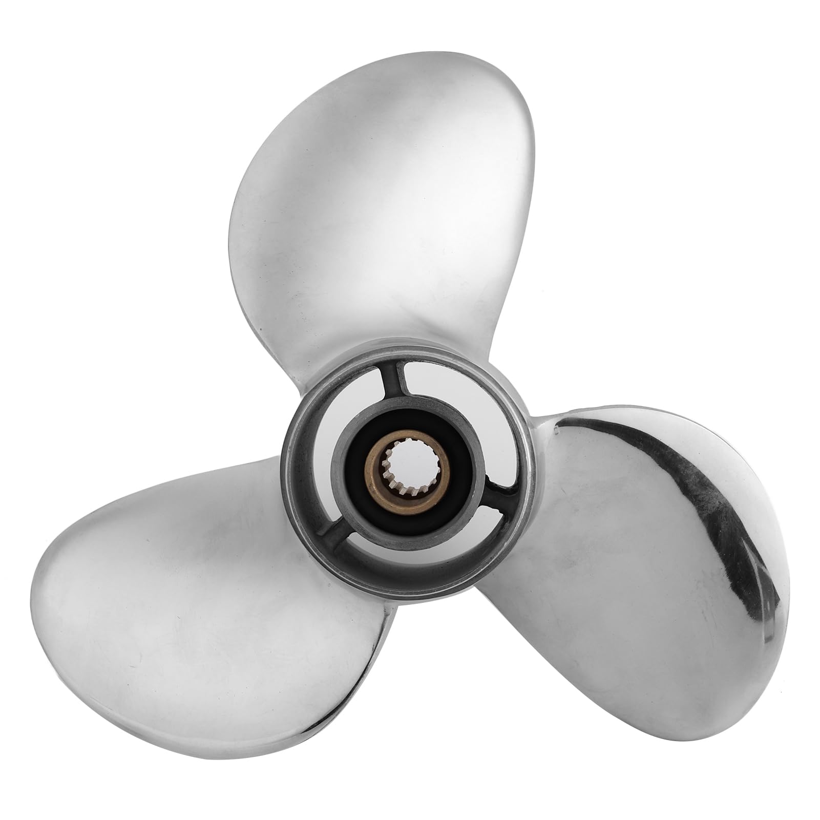 Elica Fuoribordo a 3 Pale in Acciaio Inox, 14 Spline, Scatola Ingranaggi da 2,5" - Adatta per Motori da 9,9-20 CV