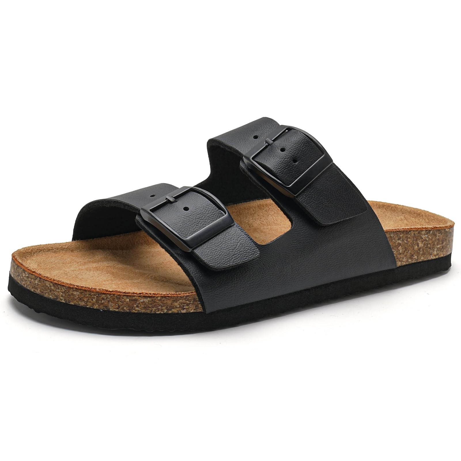 Torotto Children's Mules with Cork, Slippers for Boys and Girls, Straps, Adjustable, Buckle, Non-Slip Flip Flops for Indoor and Outdoor Use 33 UK Premium Black