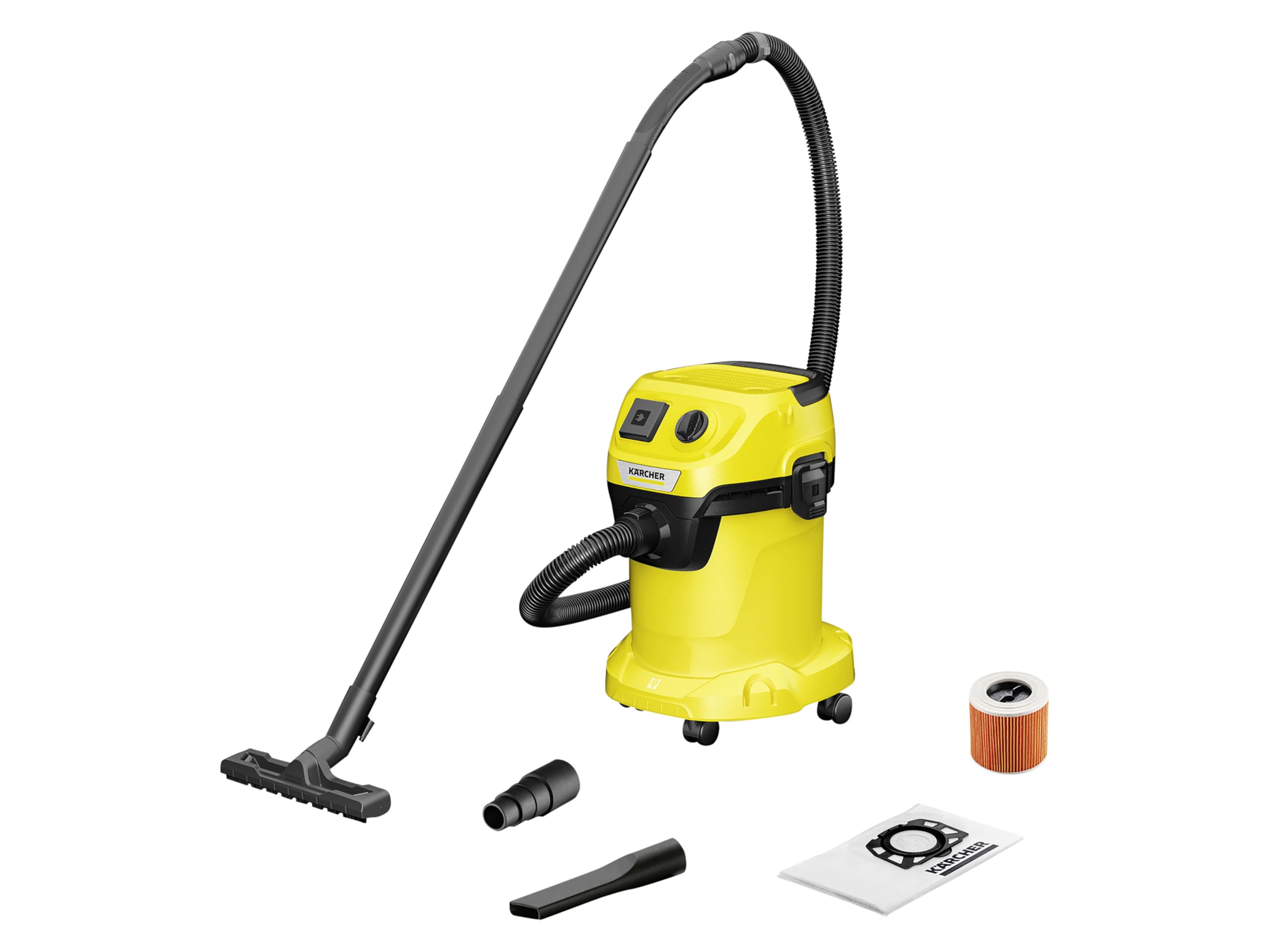 Aspiradora para Suciedad sólida y líquida WD 3 P V-17/4/20, Potencia 1000W, Incluye Boquilla Ranuras, aspiración Seca/húmeda, flitro Cartucho, Bolsa de Filtro, Tubos de Longitud