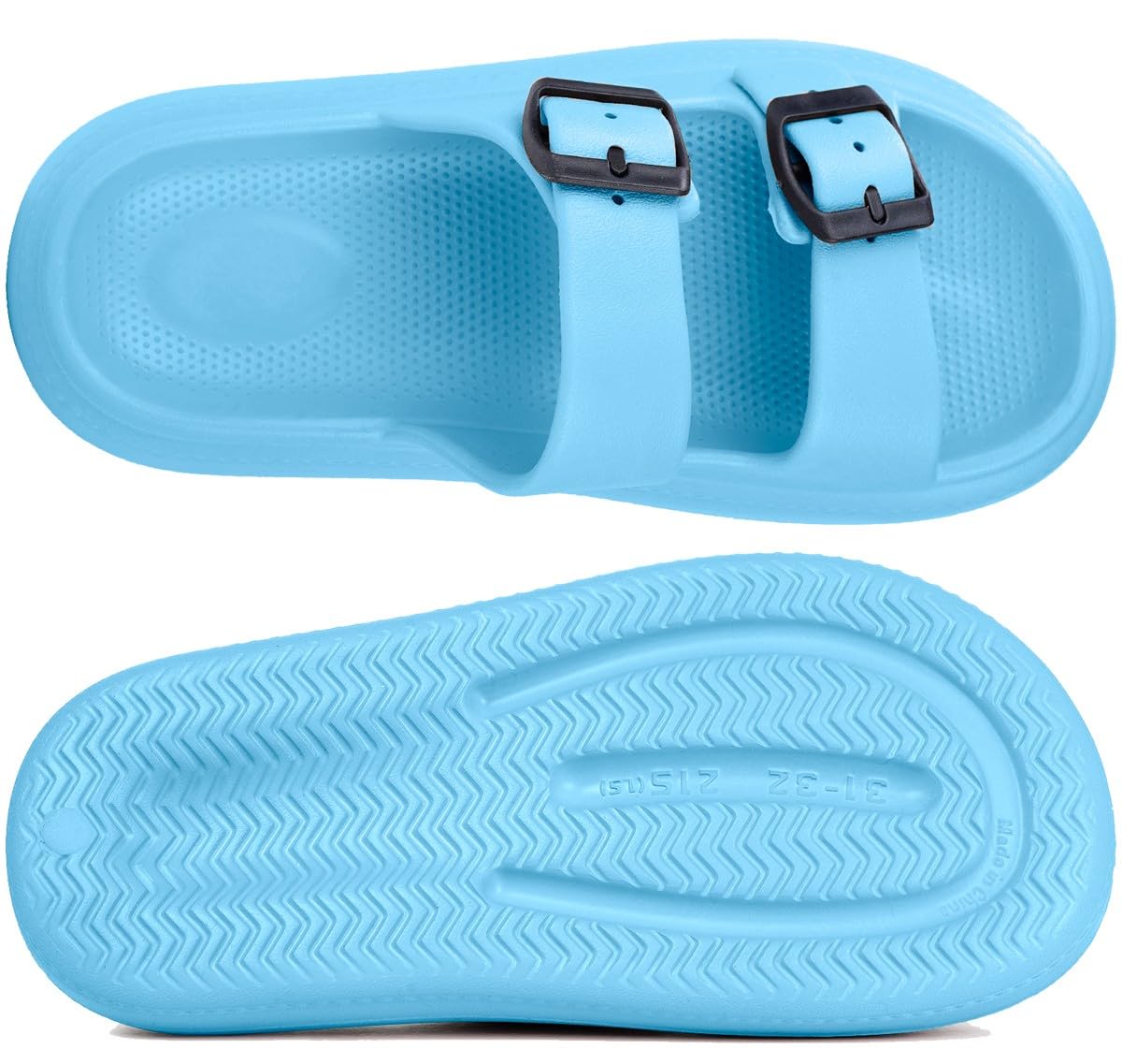 Gaatpot Zapatilla de Baño Niños Niña Chanclas Zapatos de Playa y Piscina Ajustable Doble Hebilla Sandalias Antideslizantes Azure 35/36 EU