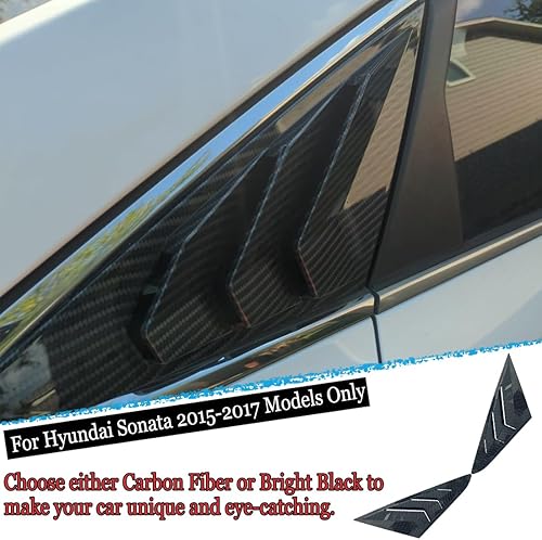 Vista 22 de 2 unids trasero ventana lateral persianas cubierta cubierta cubierta persianas ajuste para Hyundai Sonata 2011 2012 2013 2014 - ABS negro brillante