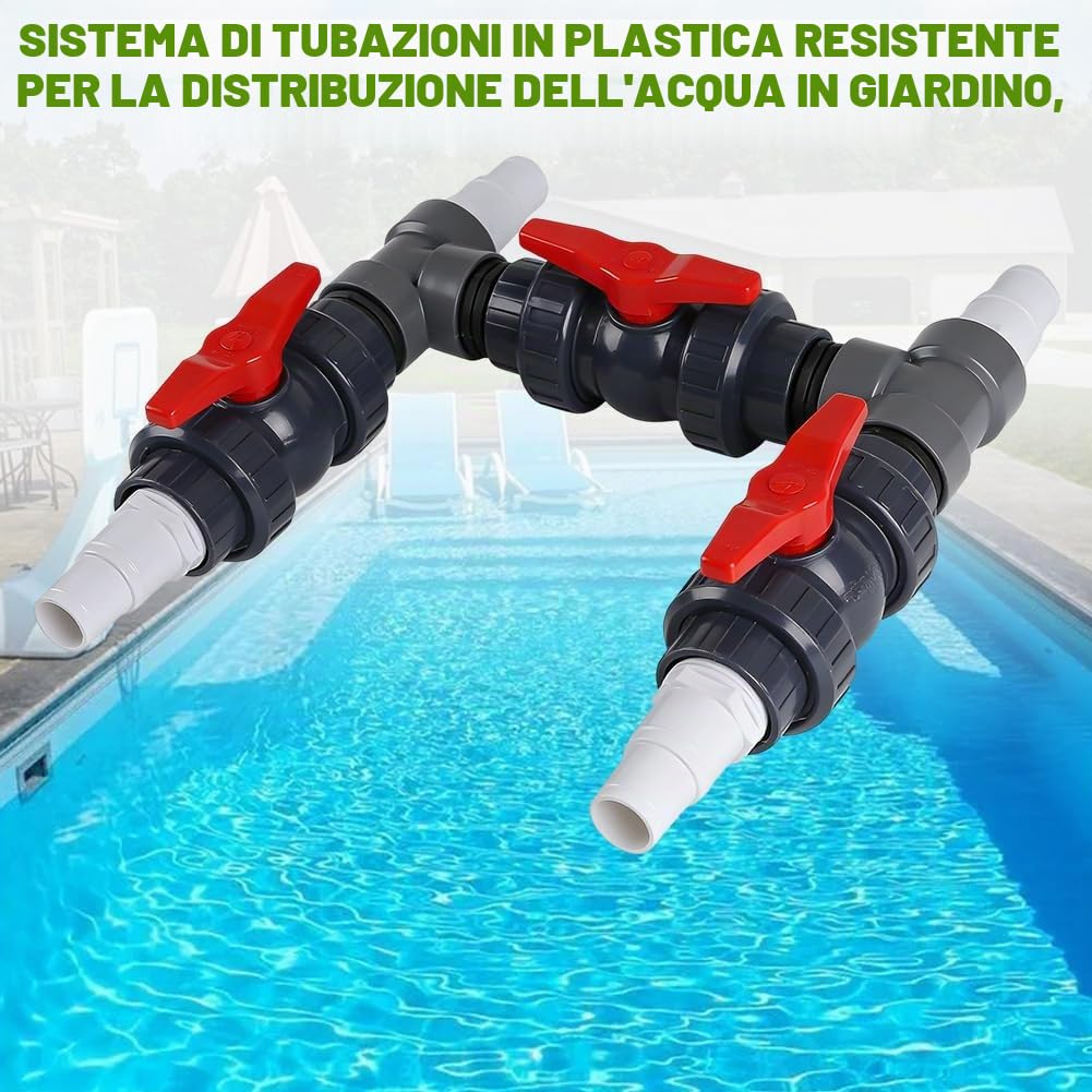 Bypass, set per piscina con diametro di 50 mm, pompa di calore per piscina, riscaldamento solare, per piscina con tubi da 32 mm, 38 mm, controllo dell'acqua per una regolazione ottimale della