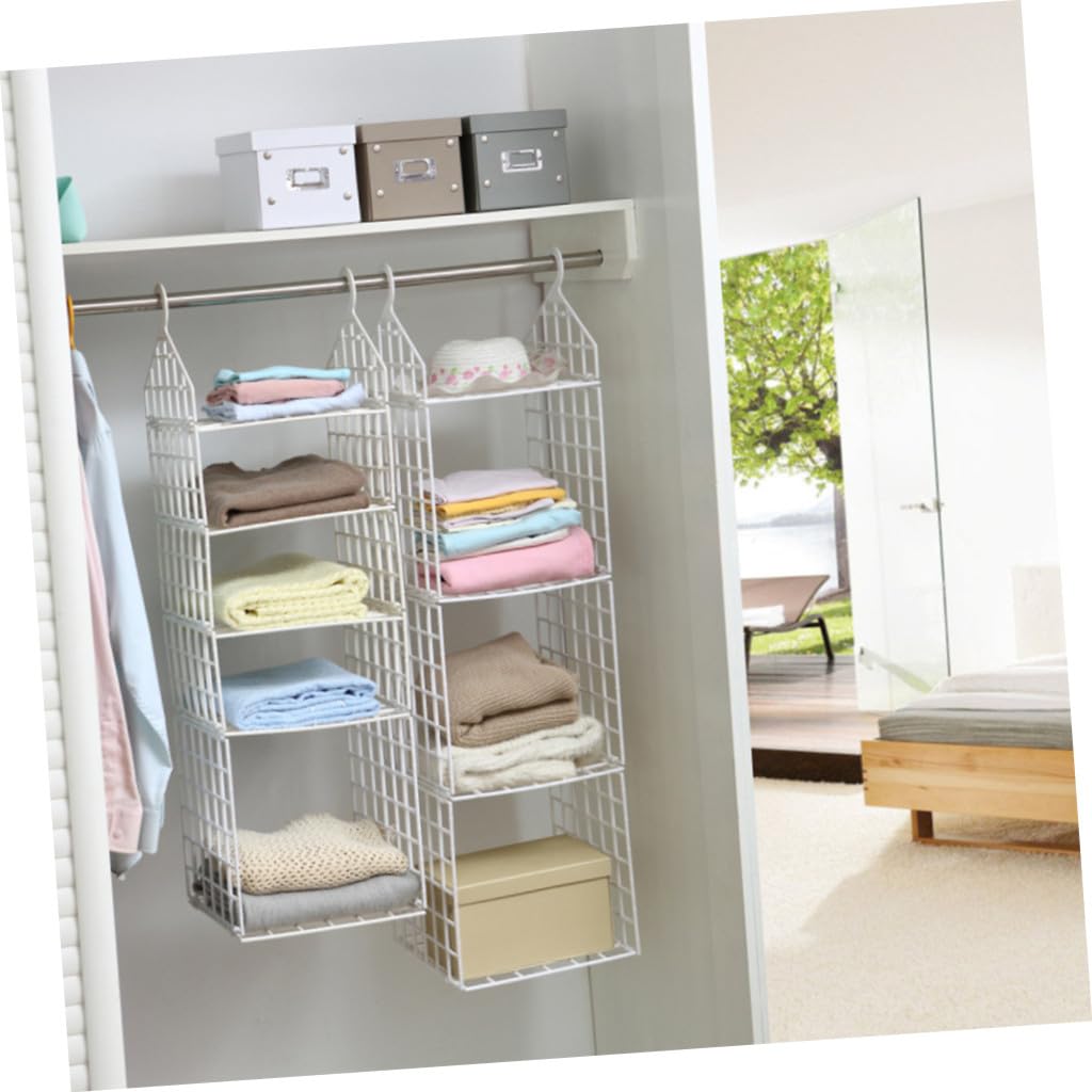 Mikikit Organizador de Armario Multi Capas, Blanco, Colgante Plegable de PP