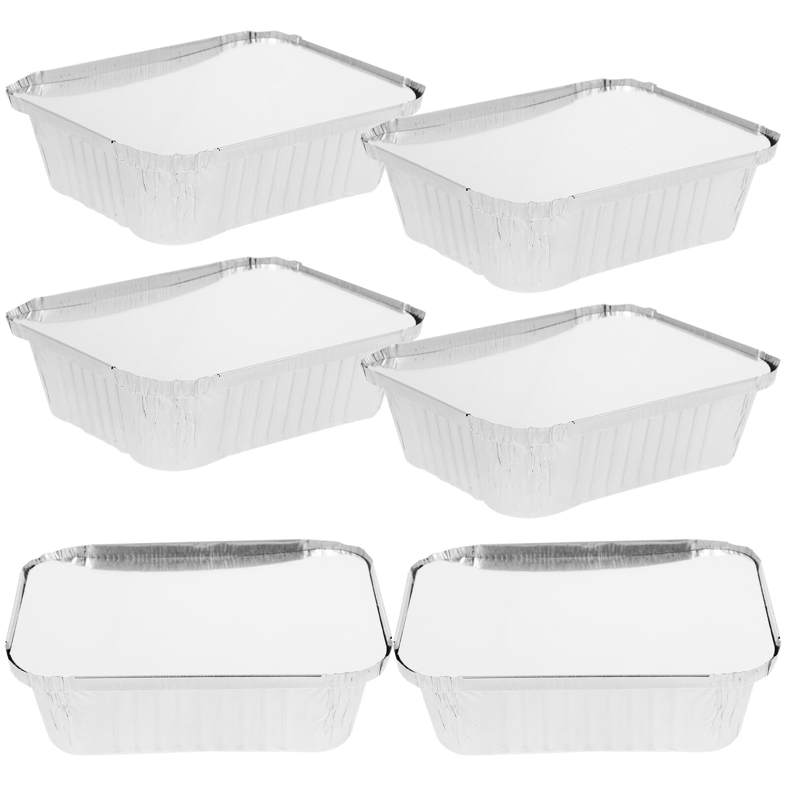 BESPORTBLE 50 piezas Unidades de Bandejas de Aluminio Resistentes al Calor con Tapa Cajas Rectangulares para Hornear Almacenar y Transportar Alimentos Barbacoas y Fiestas Aptas para Horno