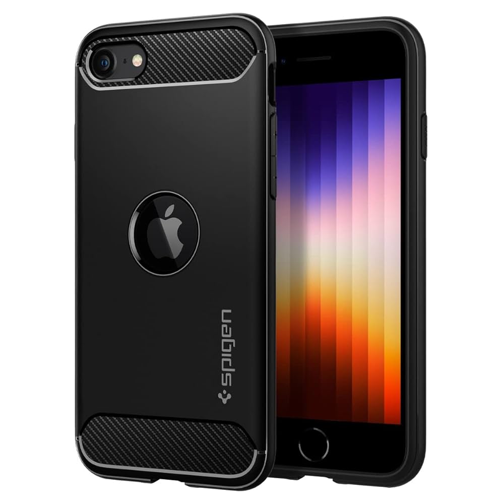 iPhone se2 ブラック Spigenケース付き Amazon.com: Spigen Rugged Armor Designed for iPhone SE 2020