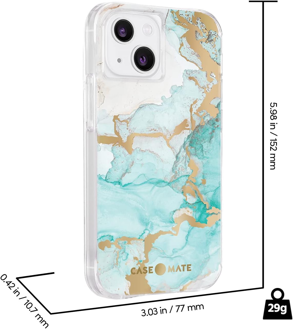 Case-Mate iPhone 13 Case for Women [10ft Drop Protection] [Wireless Charging] Tough Prints Phone Case for iPhone 13 - Luxury Gold Foil Elements Phone Cover - Anti Scratch, Shockproof - Ocean Marble image 3