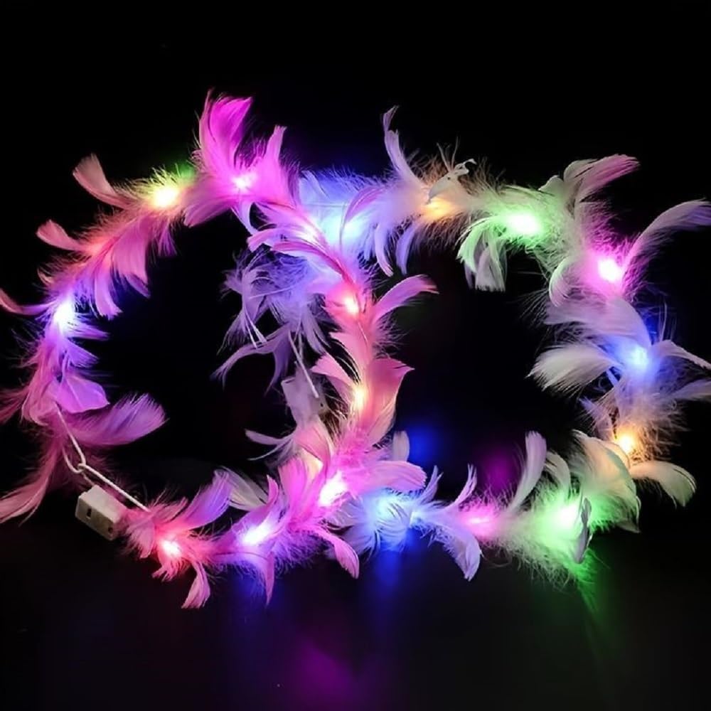 LUDALY Feather Tiara Light Up LED Headbands Luminous with 3 Modes for Girls Hair Band Multicolor (Pack of 1) (B0D1N7ZC8S) Amazon Price History, Amazon Price Tracker