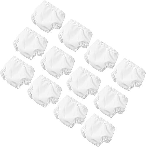 12 pañales para bebé, ropa interior de muñeca americana, ropa interior de muñeca, accesorios para juegos de simulación, color blanco (2.8 x 2.8 x
