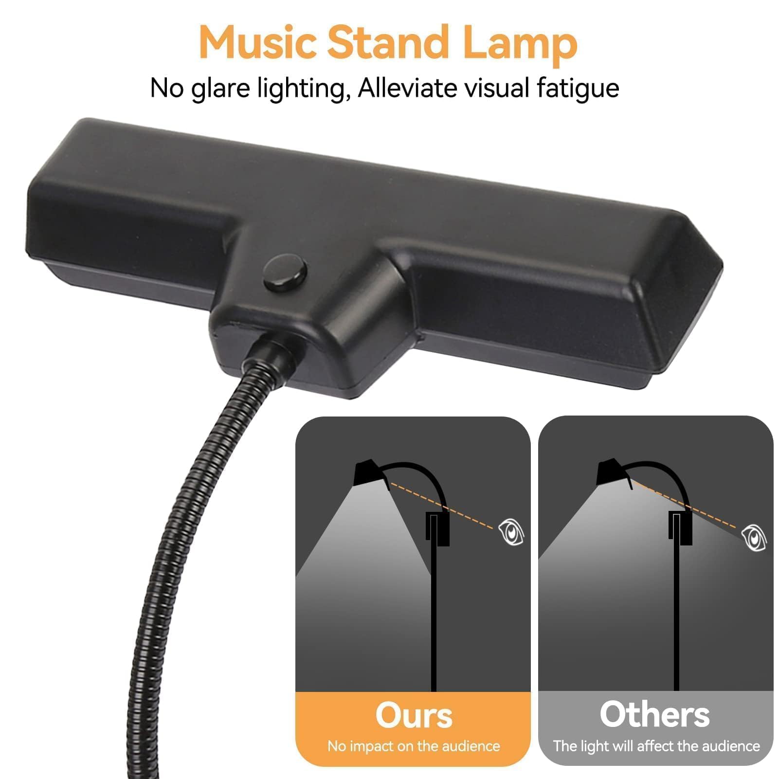 Agatige Luz de Atril Musical, 10 Leds Clip On Piano Luces Usb Recargable Luz de Trabajo Piano Orquestal Luz para Piano, Lectura, Costura, Trabajo 27 * 14 * 8 Cm