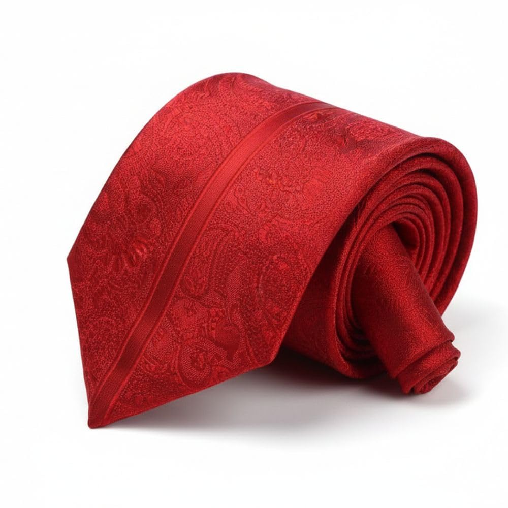 Men’s Red Floral Paisley Tie Classic Elegant Woven Necktie for Men Formal Business Wedding Party Silk Like Luxury Neck Tie Standard Length Fashion Accessories Gift for Husband Boyfriend Father-image-20