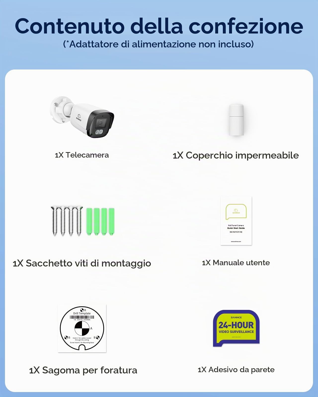 SANNCE 4K PoE Telecamera Bullet Esterno/Interna Senza Micro SD | Visione Notturna a Colori, Riconoscimento Intelligente Persone/Veicolo, Audio a 2 Vie, Senza Alimentatore Rete, IP67