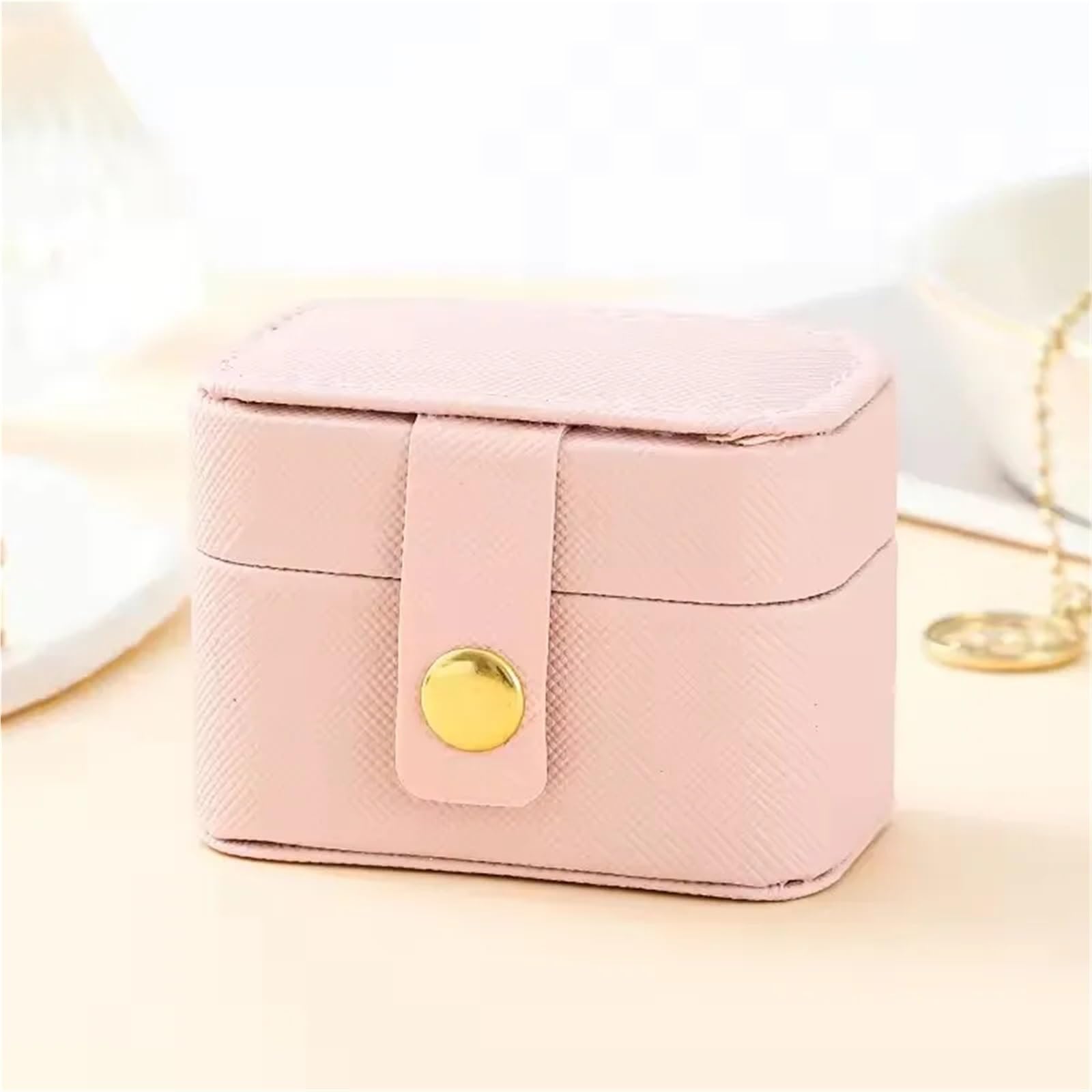 Naszyjnik Etui podróżne 4 szt. Przenośna mała torba do przechowywania biżuterii Podróżna prosta skórzana bransoletka z pierścionkiem Kolczyki Box Organizer(Pink)