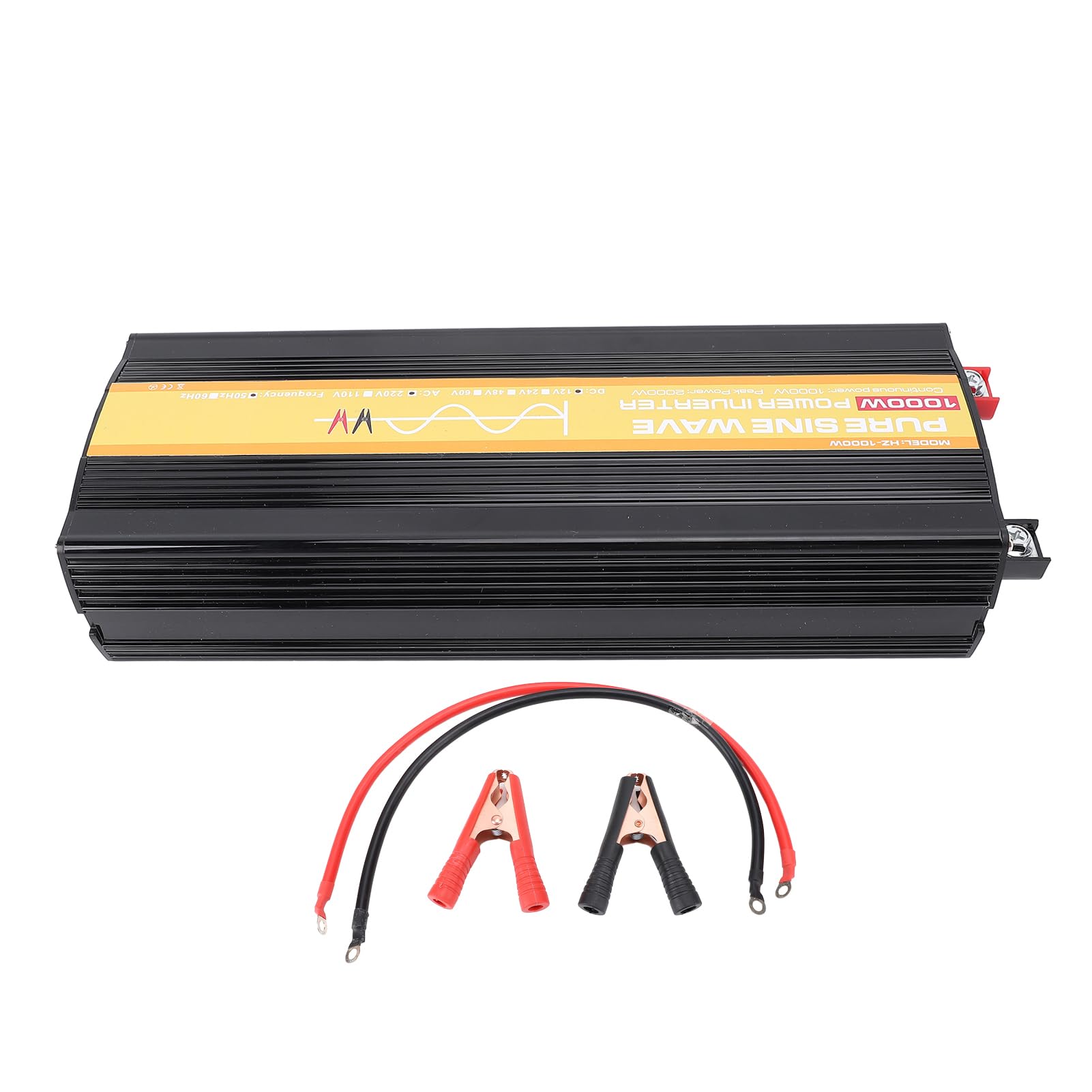 Greensen Falownik Sinusoidalny o Mocy 1000 W, Samochodowy Falownik Solarny ABS DC 12 V z Wyświetlaczem LCD, Moc Szczytowa 2000 W, Dwa Porty USB, Gniazdko Sieciowe, Wskaźniki LED do Wycieczek