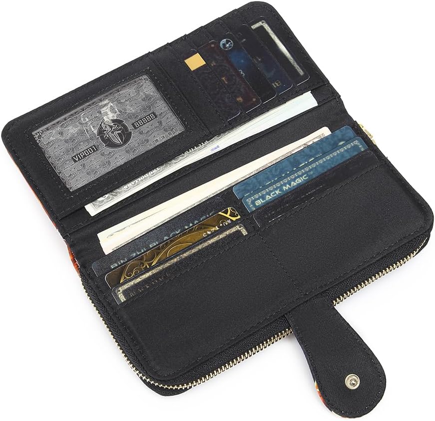 Women Wallet Card RFID For Womens Holder Blocking Credit Small Zipper Purse Pocket Bifold Slim Coin ID Ladies Wristlet Clutch Large Capacity Window Case Travel Zip Women's - Image 2