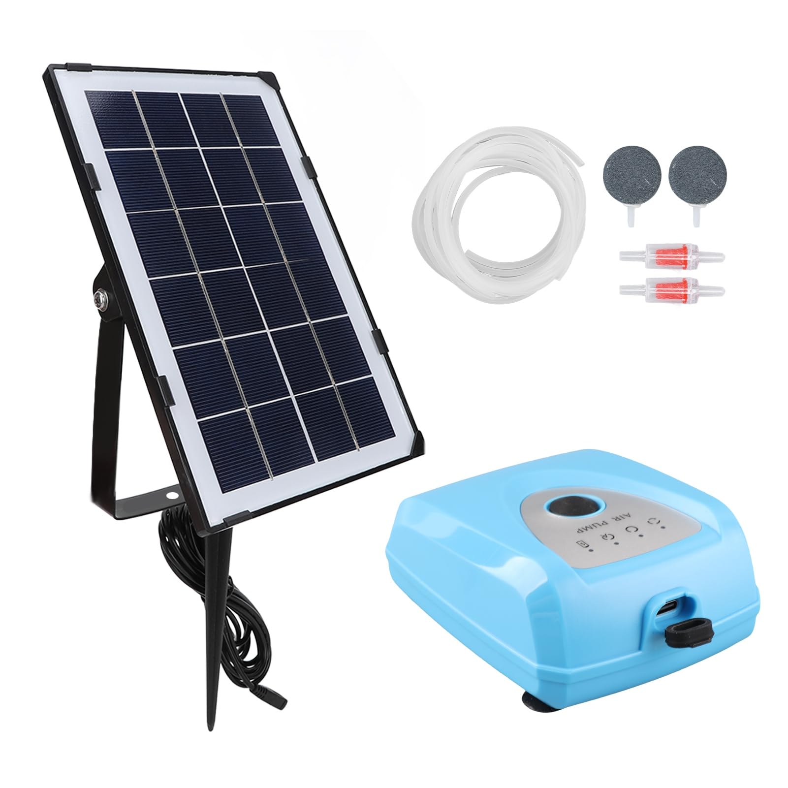 Garsent Bomba de Oxígeno Solar 1,2 L/min X 2 Flujo de Aire Fácil Instalación para Acuario Pecera con Ventosa para Reducción de Ruido