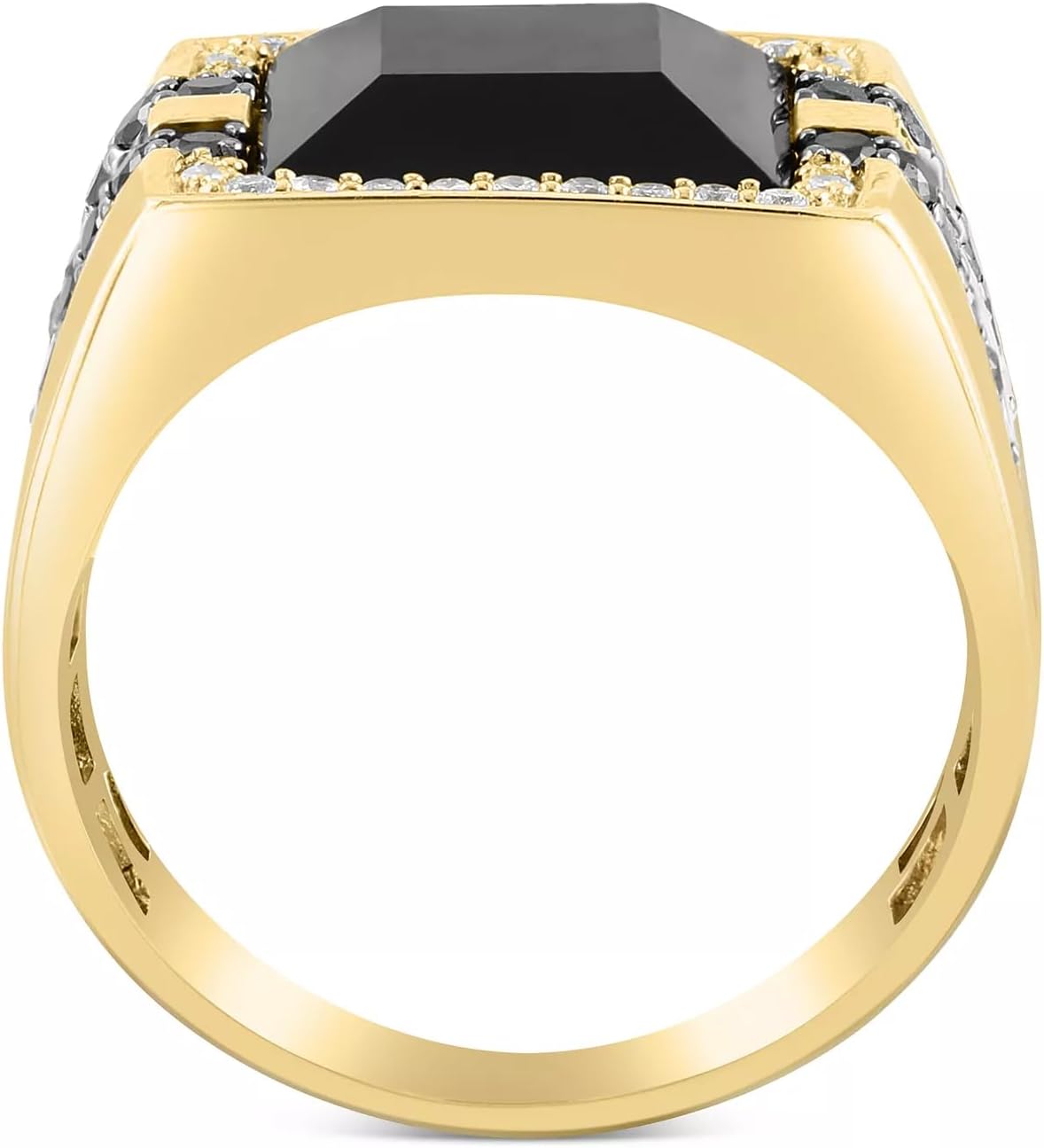 10K 14K 18K Solid Gold Men's Ring 1CT Black Onyx Ring for Men Yellow Gold Luxury Jewelry Men's Ring with Black Onyx Gifts Engagement Ring for Him Men’s Jewelry Size 4-16 - Image 3
