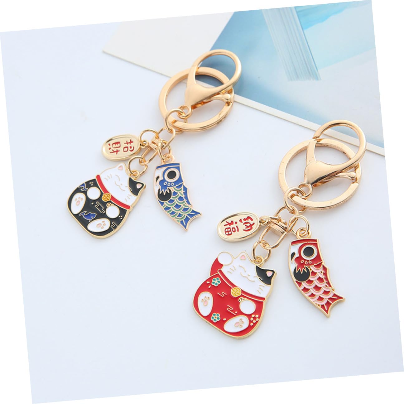 Homoyoyo 2piezas Llavero Del Gato Suerte Pequeño Llavero Decorativo De Estilo Japonés Colgante De Bolso De Dibujos Animados Accesorio De Llave Para Colgar El Bolso