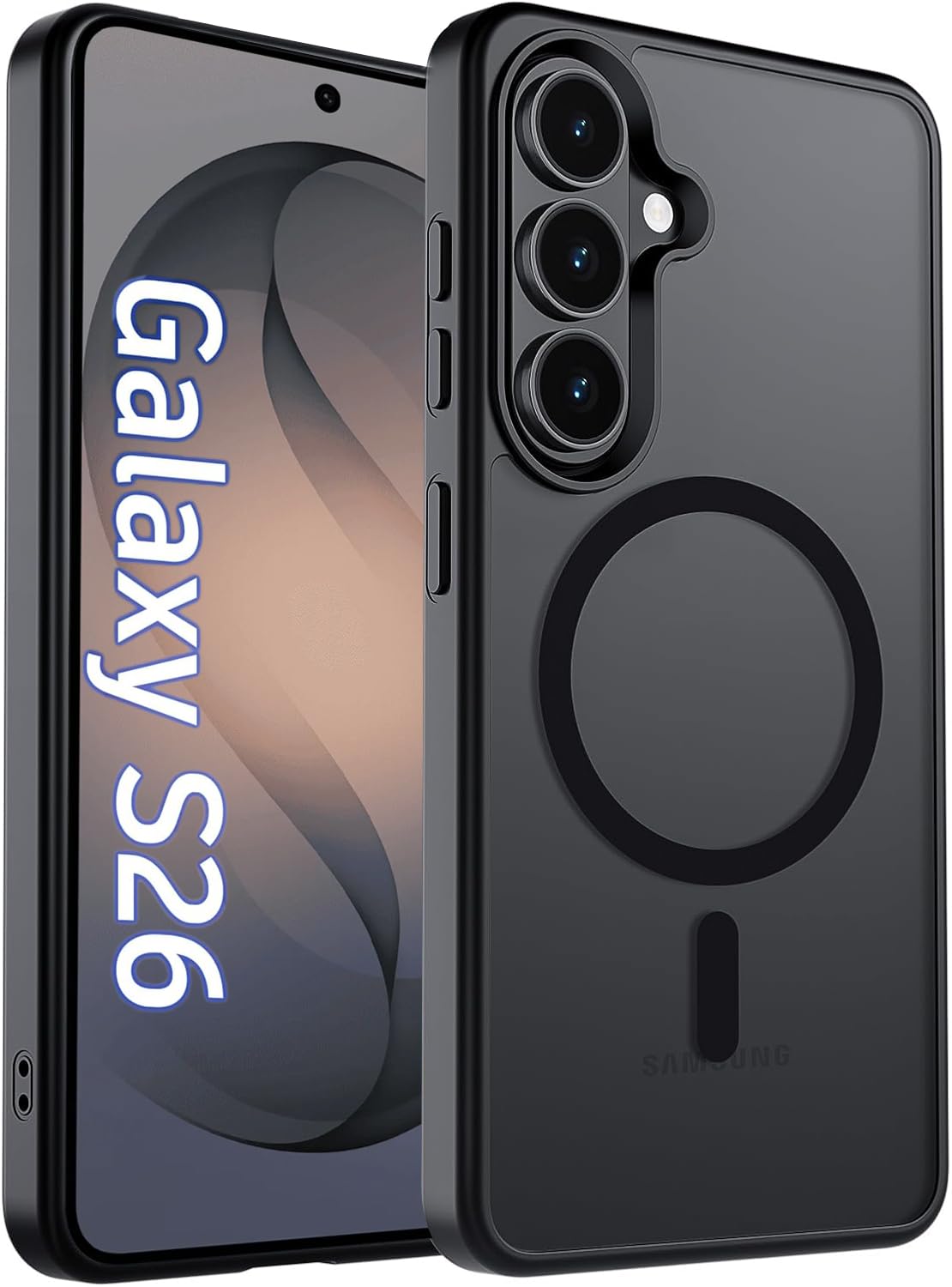 Elzzi Magnetic Guard Case for Samsung Galaxy S26 5G Cover, Compatible with MagSafe Translucent Matte Hard PC + TPU Hybrid Back Cover, Slim Shock-Resistant Anti-Scratch Protective Case (Black)-picture-28