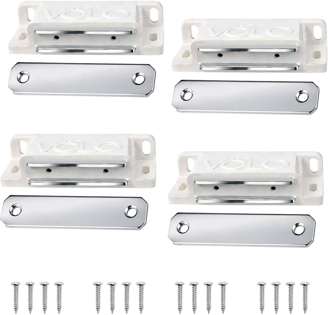 VOLO Pack of 4 PVC Magnetic Door Catcher – Cabinet and Cupboard Door Magnet for Wardrobe, Kitchen, Bathroom and Office Doors | White