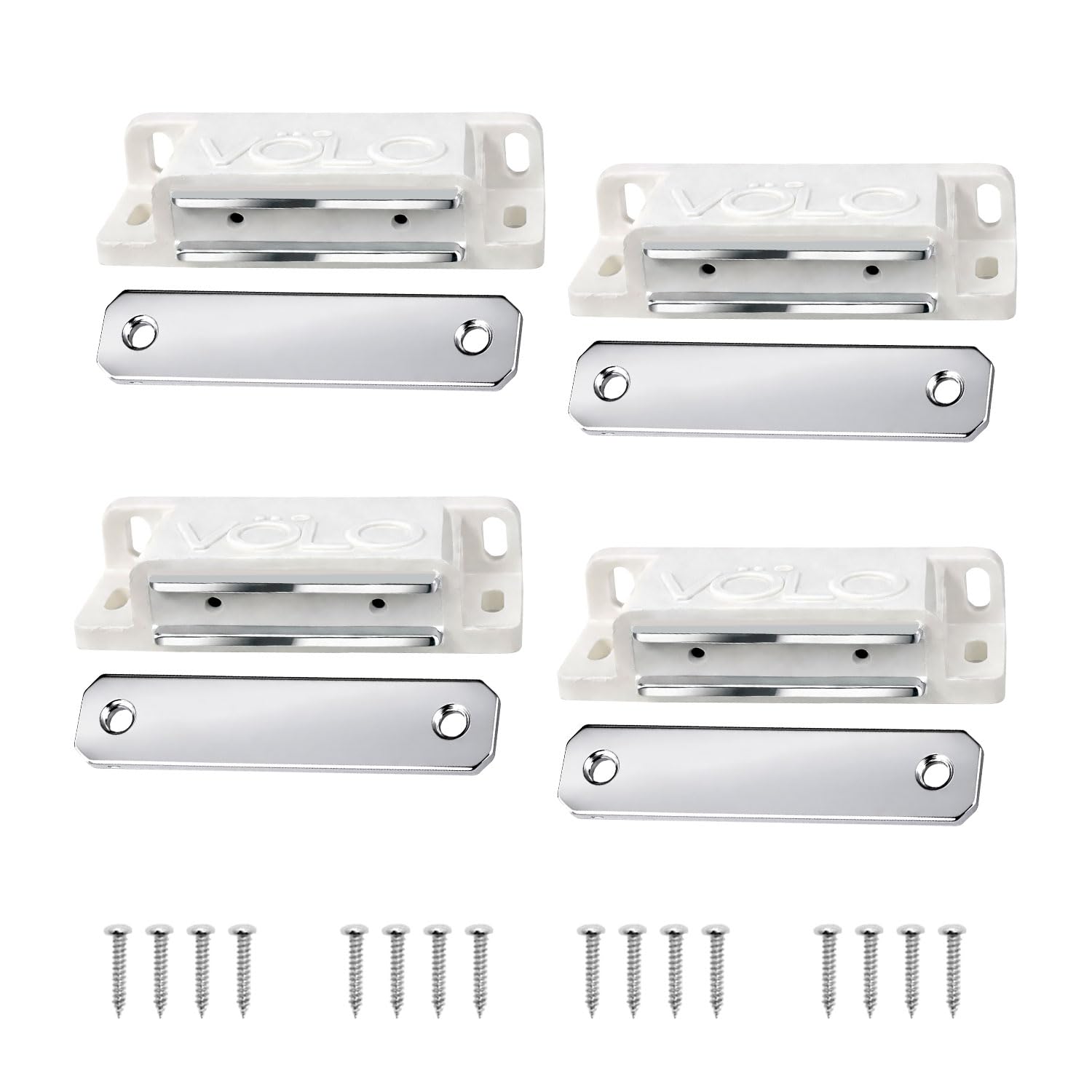 VOLO Pack of 4 PVC Magnetic Door Catcher – Cabinet and Cupboard Door Magnet for Wardrobe, Kitchen, Bathroom and Office Doors | White