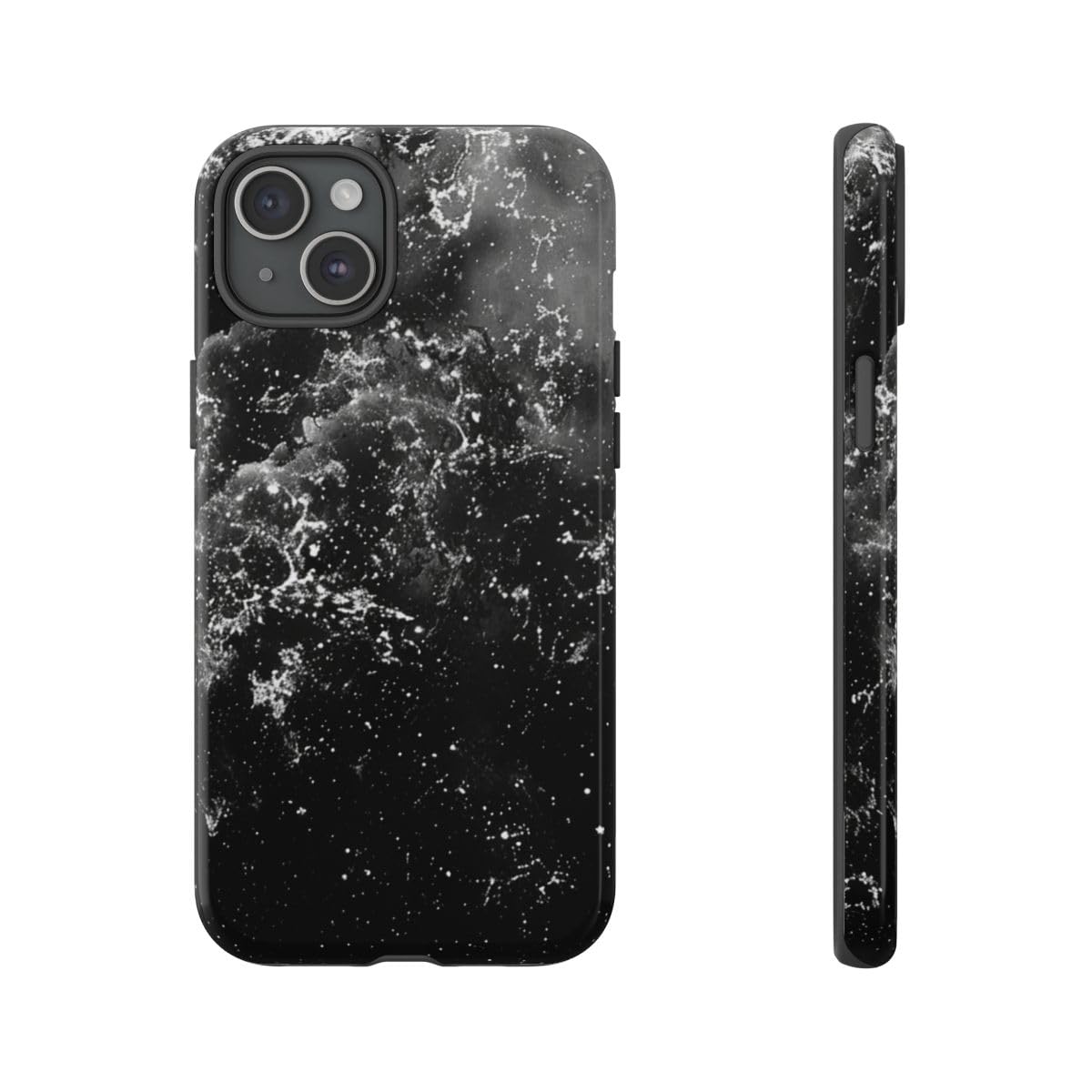 Coque iPhone 15 Plus galaxie noire et blanche rigide antichoc - 4
