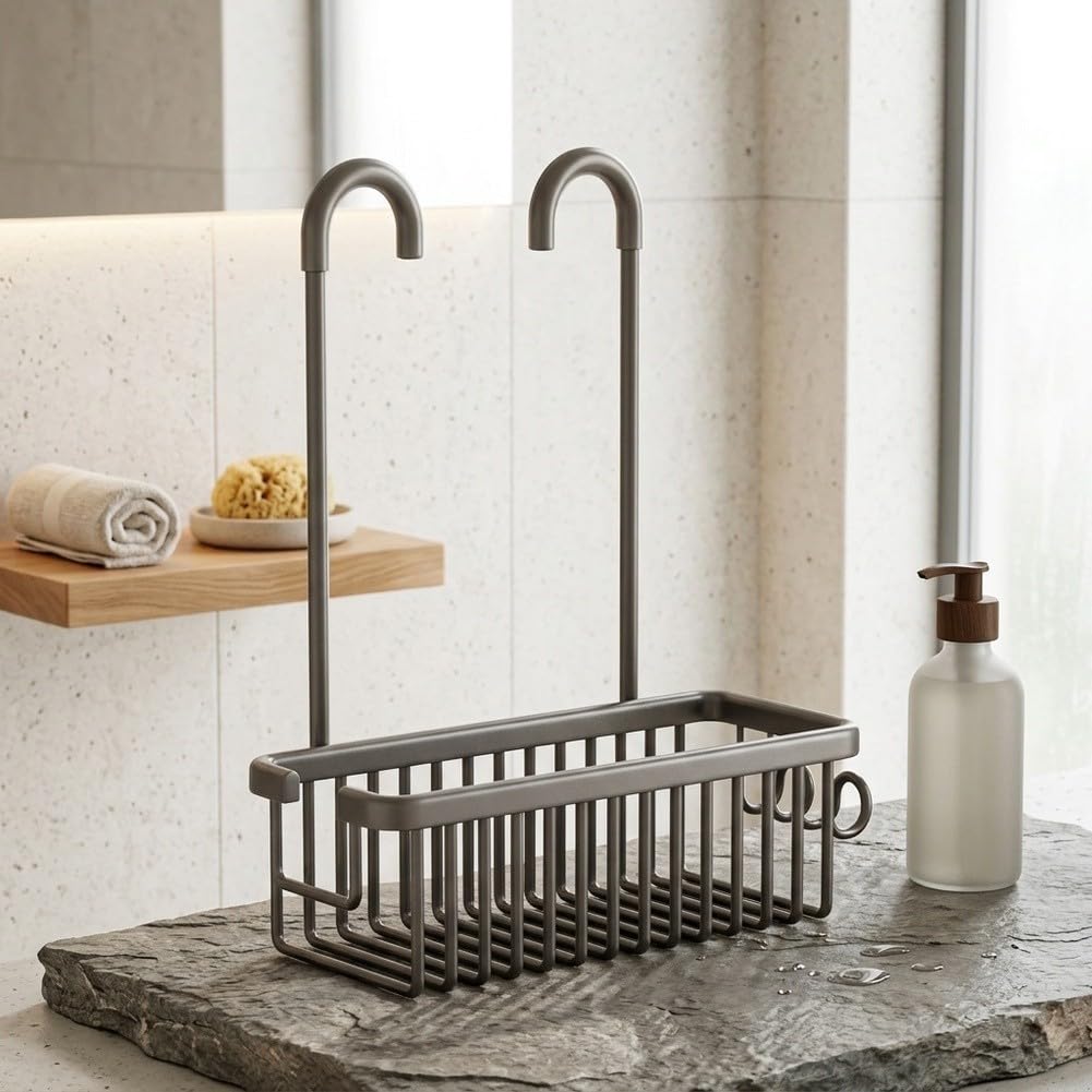 Organizer Bagno Appendibile Antiruggine in Alluminio Spaziale