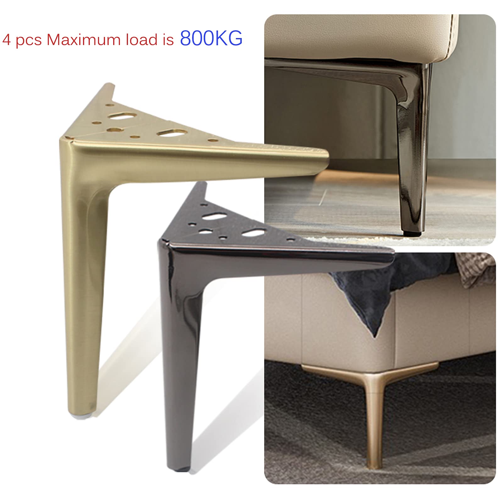 Gambe Per Divani 4 Pz Gambe per Mobili in Metallo Piedini da Tavolo,Triangolo,Sostituzione Poltrona Letto Armadio Piedini in Acciaio Laminato a Freddo,Non Arrugginisce (15cm/5.9inch,Bronze)