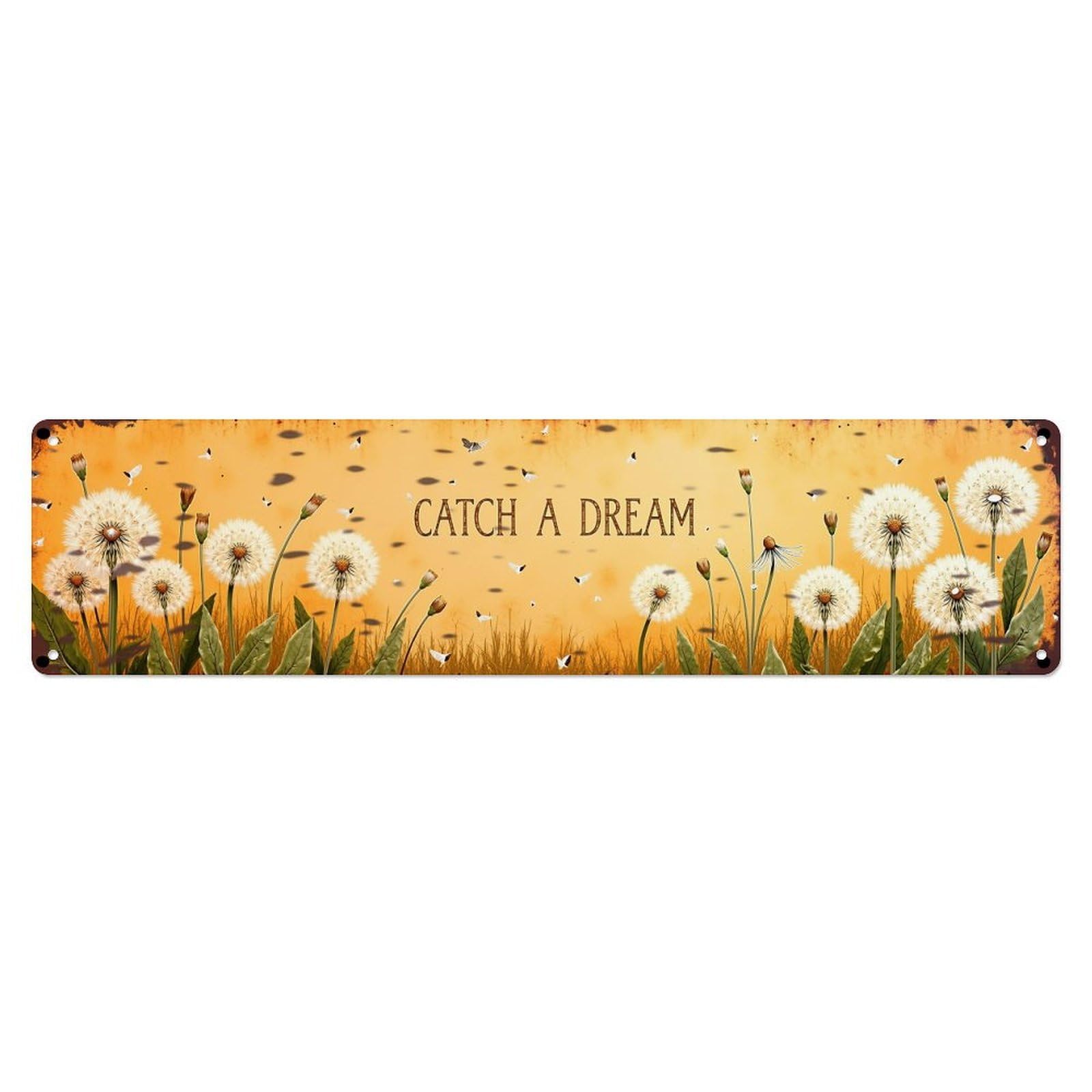 Jdyaojiesheng Vintage Dandelion Field Dream Catcher Pattern Tin Sign Retro Metal Wall Decor Metal Poster, Home Bar Garage Farmhouse Cafe Wall Art Decoration 4X16inch