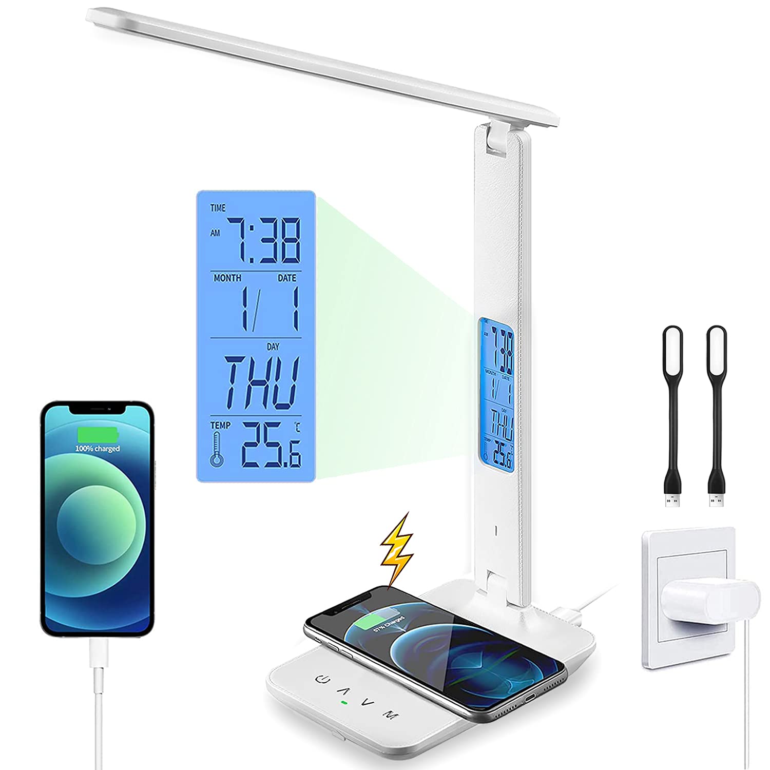 Buy LED Desk Lamp with Fast Wireless Charger, EyeCaring Foldable Table