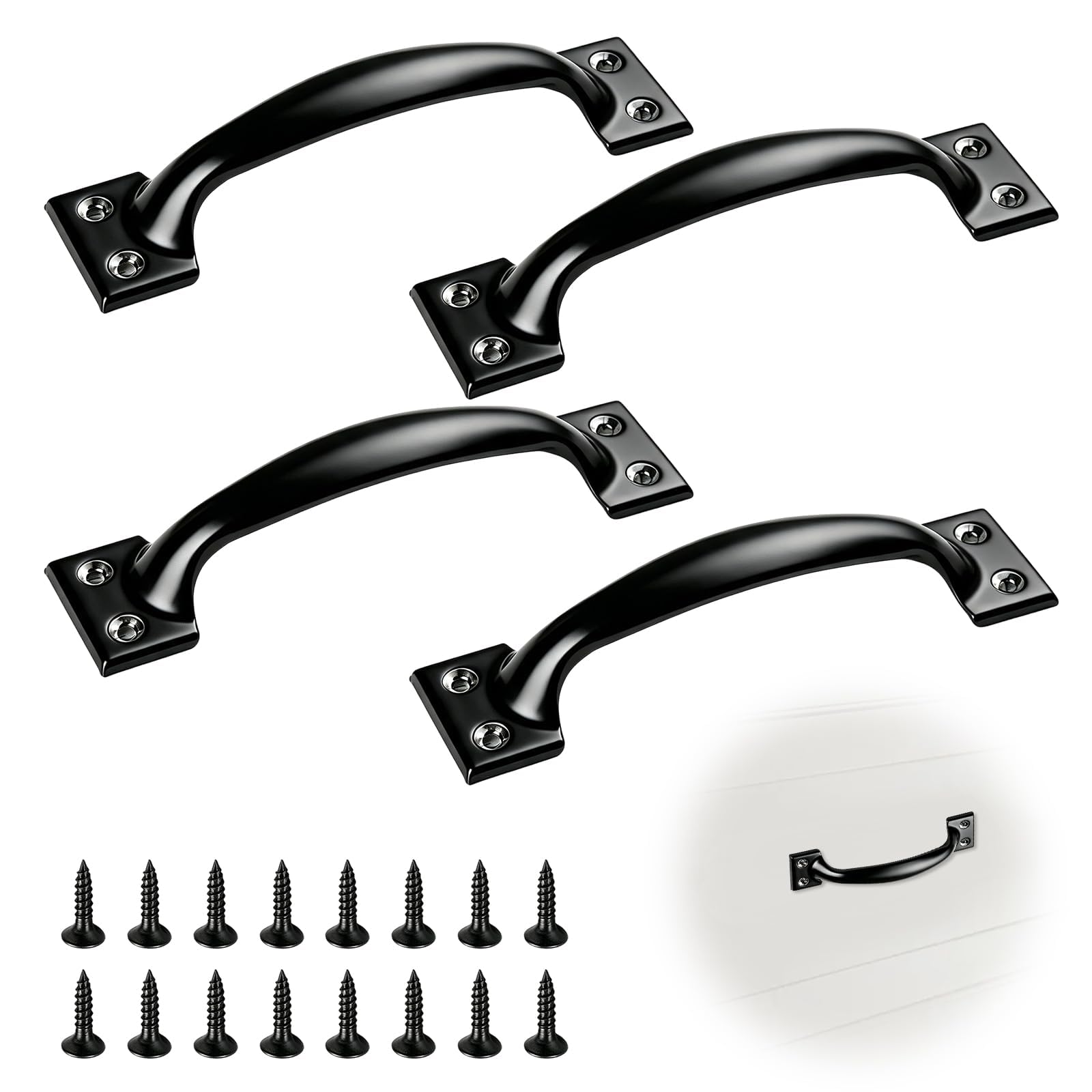 Noirwwe 6 Inch Bow Pull Handles, 4 Pcs Black Cast Iron Door Handles